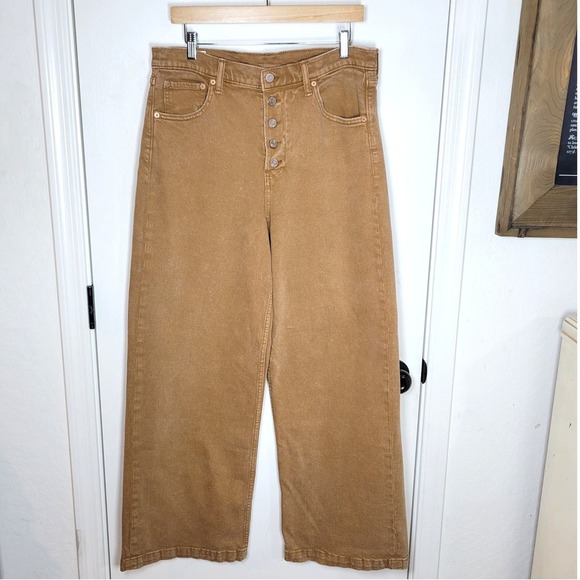 GAP High Rise Stride Ankle Jeans 31/12T Wide Leg Retro Spiced Brown Denim Fall - Picture 2 of 10